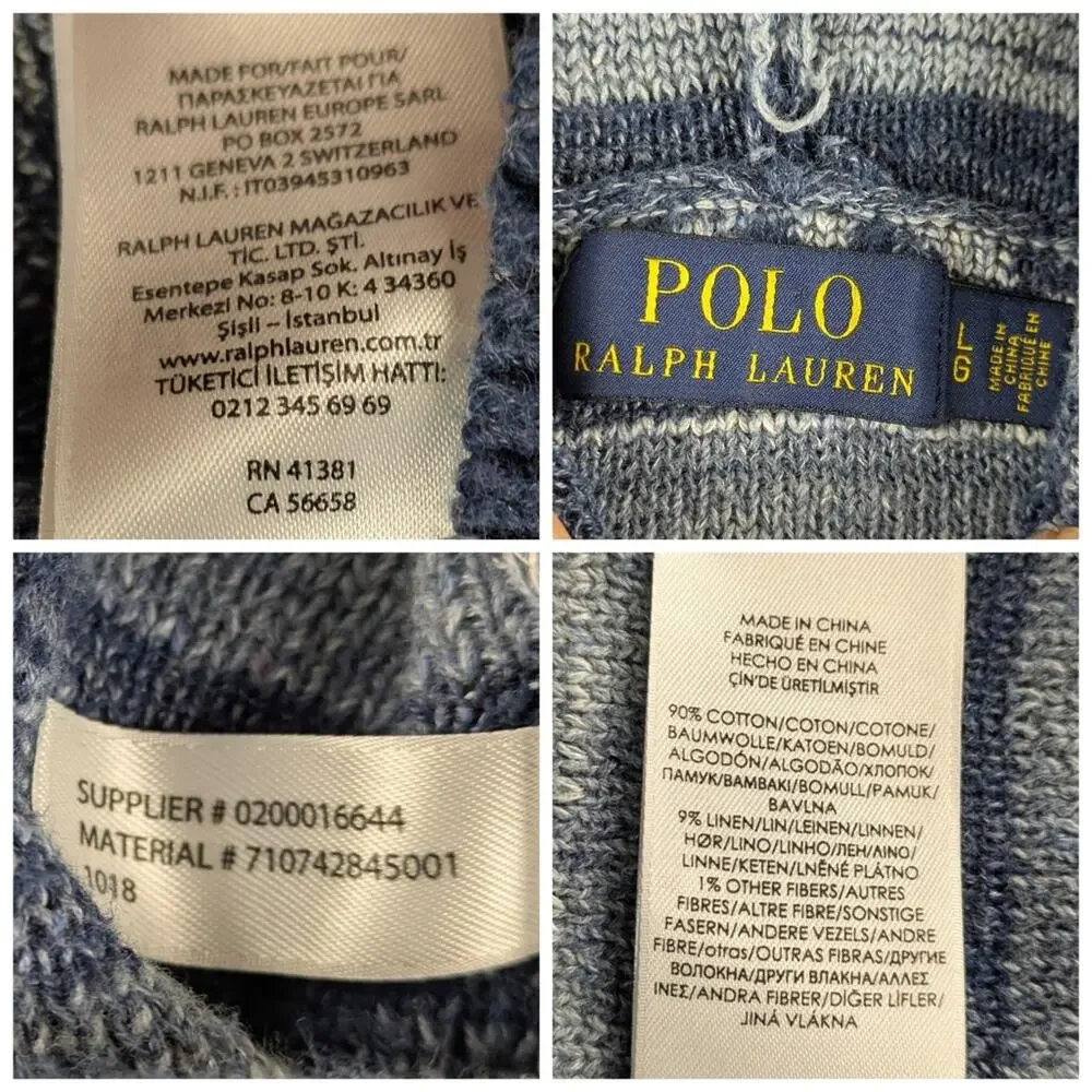 Polo Ralph Lauren Southwestern Knit Hoodie Men's Large Blue F326